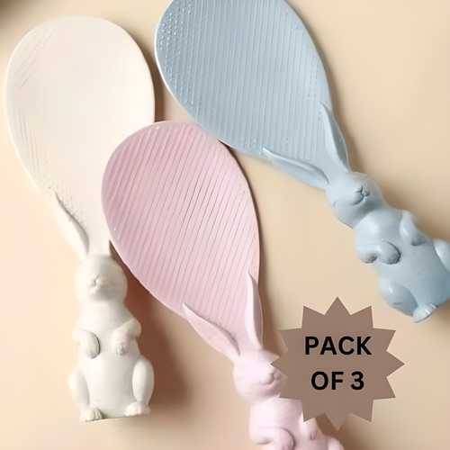 Rabbit Standing Non-Stick, Vertical Kitchen Serving Spoon (Pack of 3)